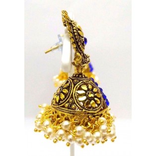 Golden Oxidized Earrings Jhumka Jhumki Jewelry Bollywood Drop Dangle Long E25